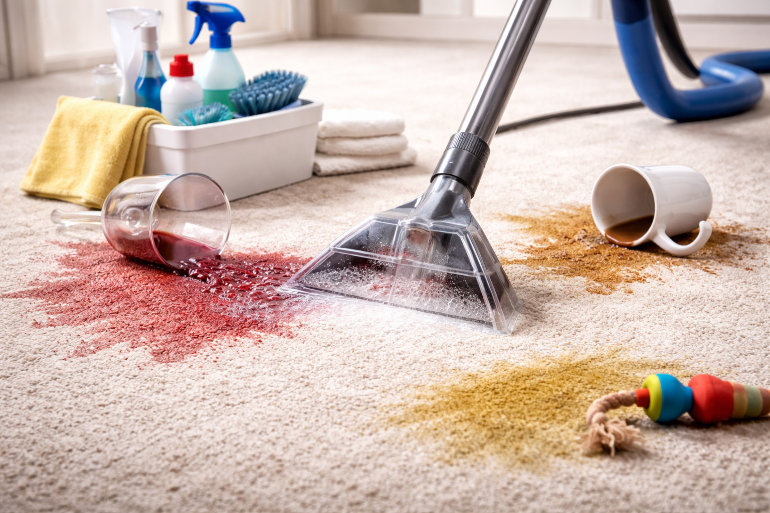 Carpet cleaning with stain removal